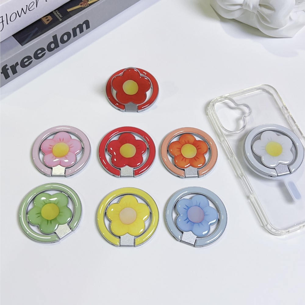 Women Accessories Holder - Flower Magnetic Foldable Kickstand Phone Ring
