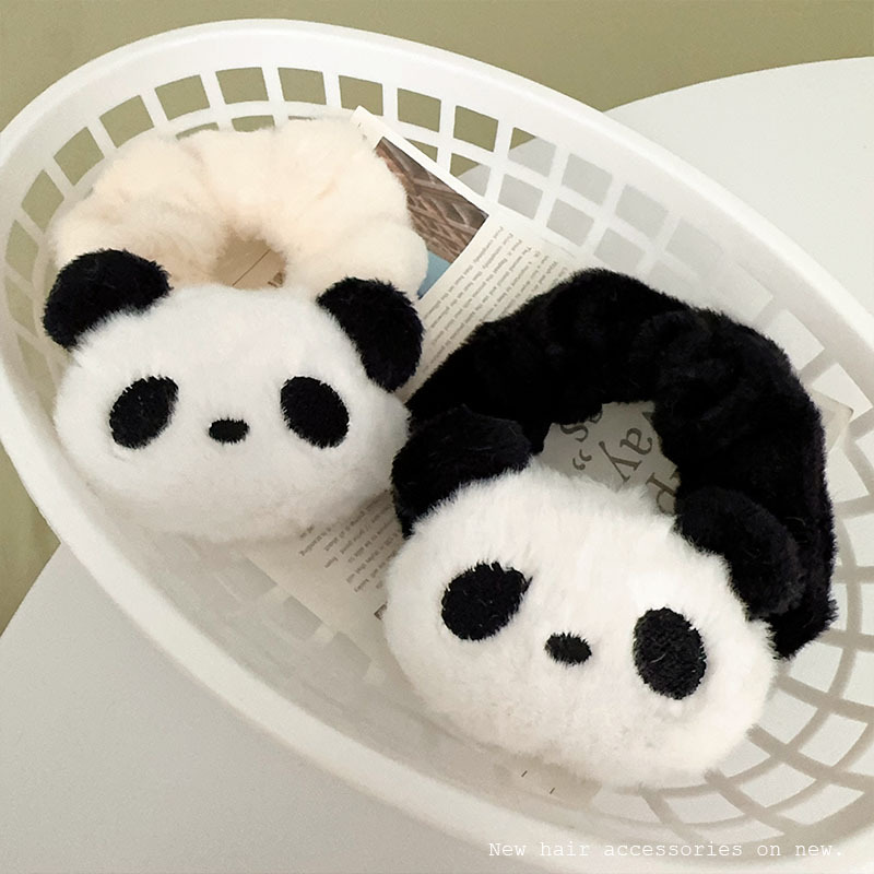 Women'S Winter Accessories Set - Cute Plush Panda Puppy Hair Ties