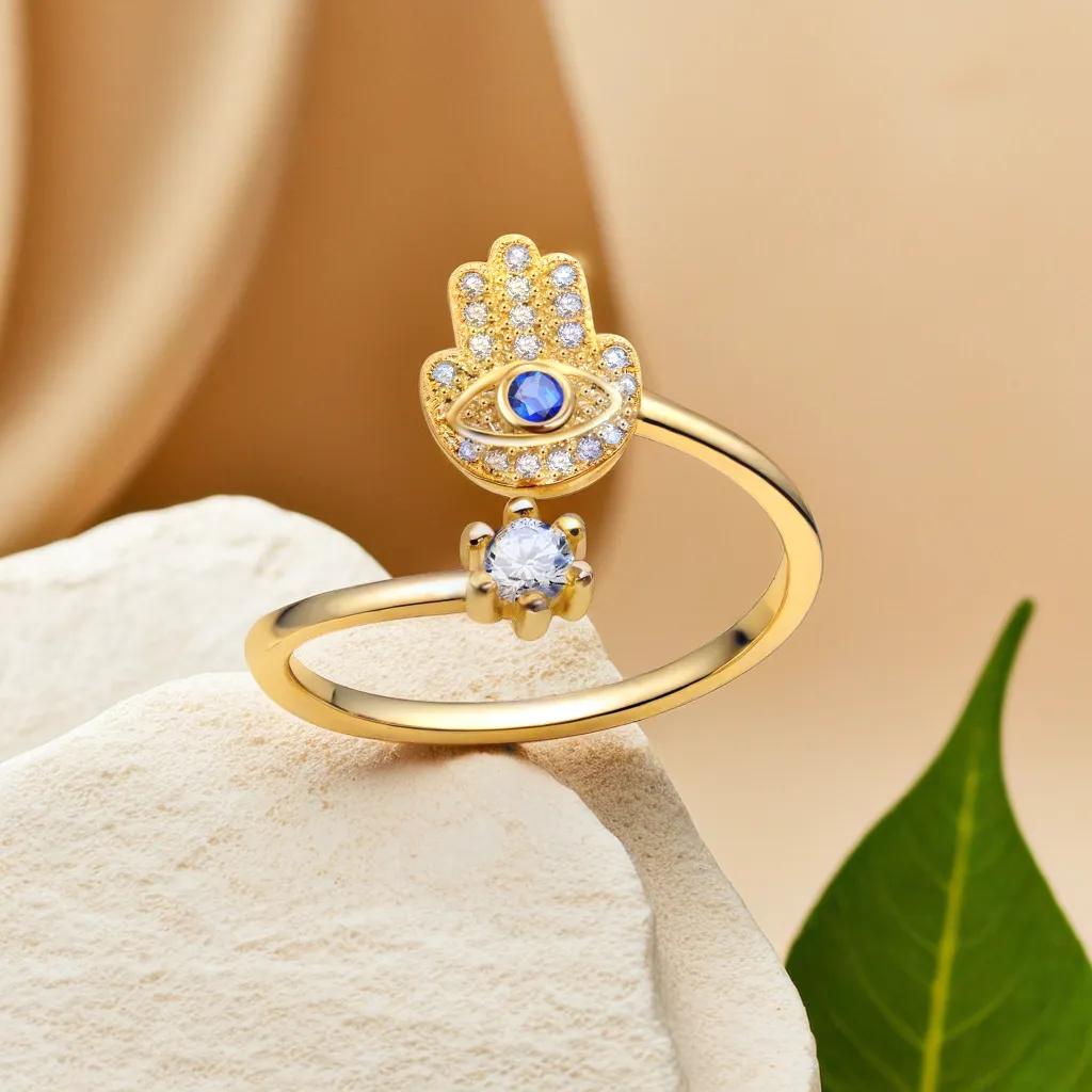 Evil Eye Bracelet - YILUOCD Hamsa Hand Adjustable Rings Turkish