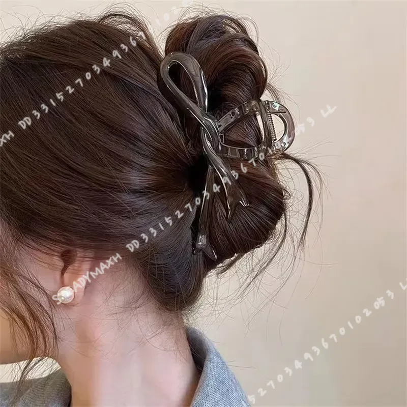 Women Accessories Holder - 13cm Acrylic Ribbon Bow Hair Claw