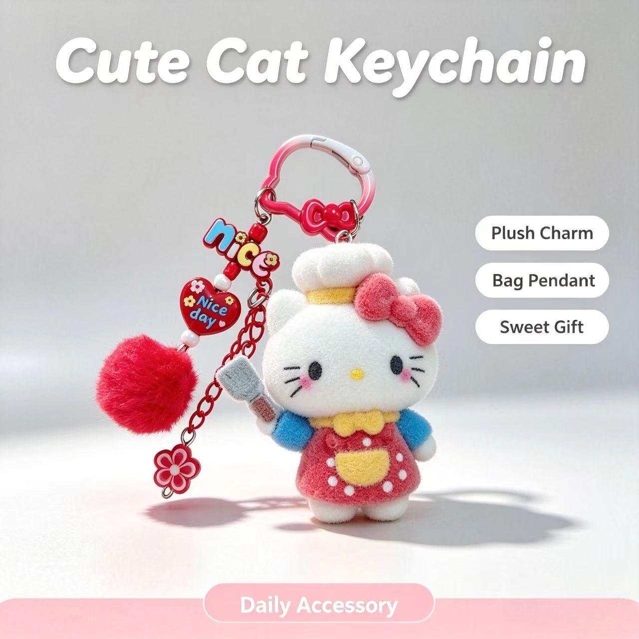 Fashion Flocked Cat Keychain C - огляд і ціна Women'S Key Accessories