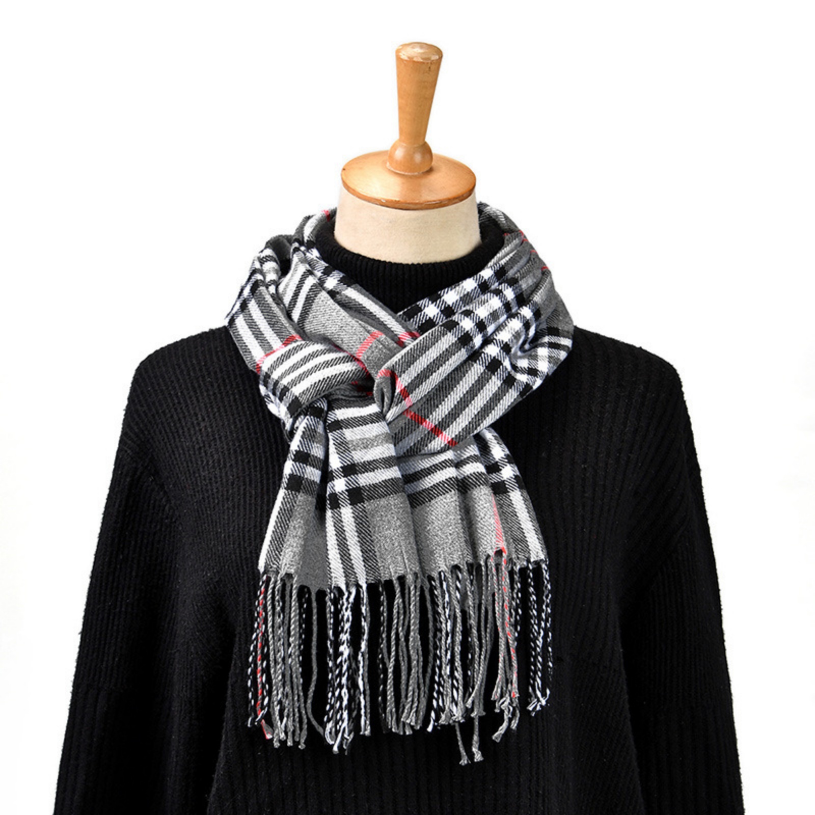 1PCPlaid Scarf Tassel Design C - огляд і ціна Women'S Winter Accessories Set