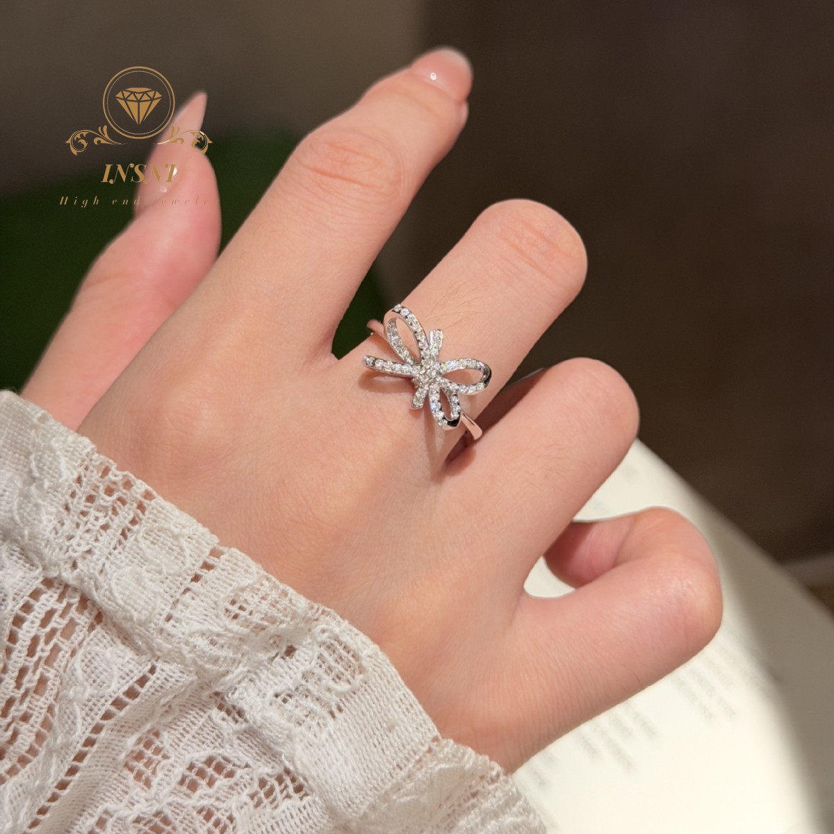 Silver Full Diamond Bow Ring N - огляд і ціна Women'S Affordable Accessories