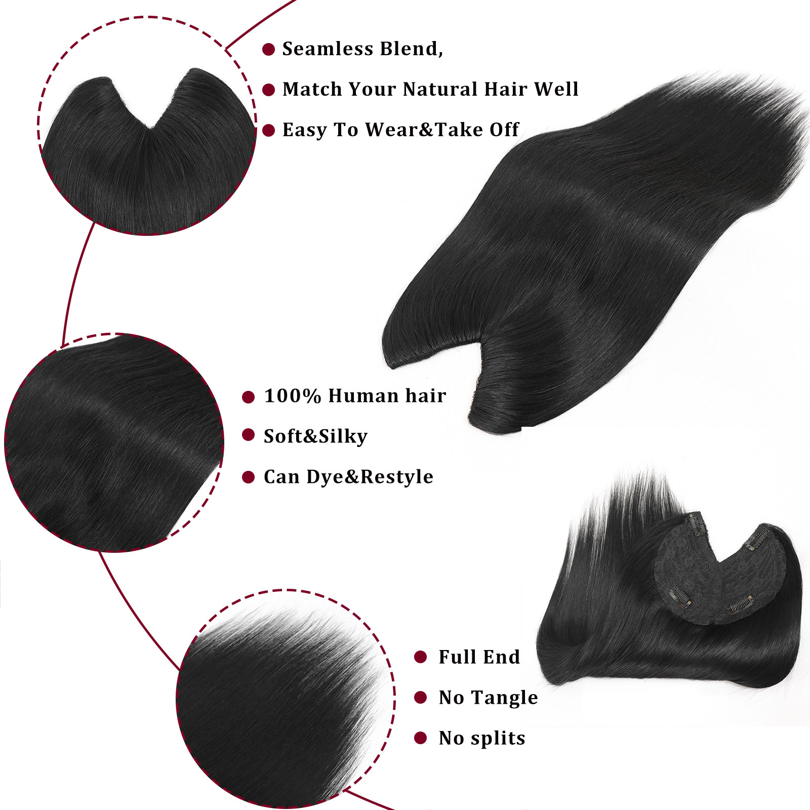 V Shape Clip In Human Hair Ext - огляд і ціна Women Accessories On Sale