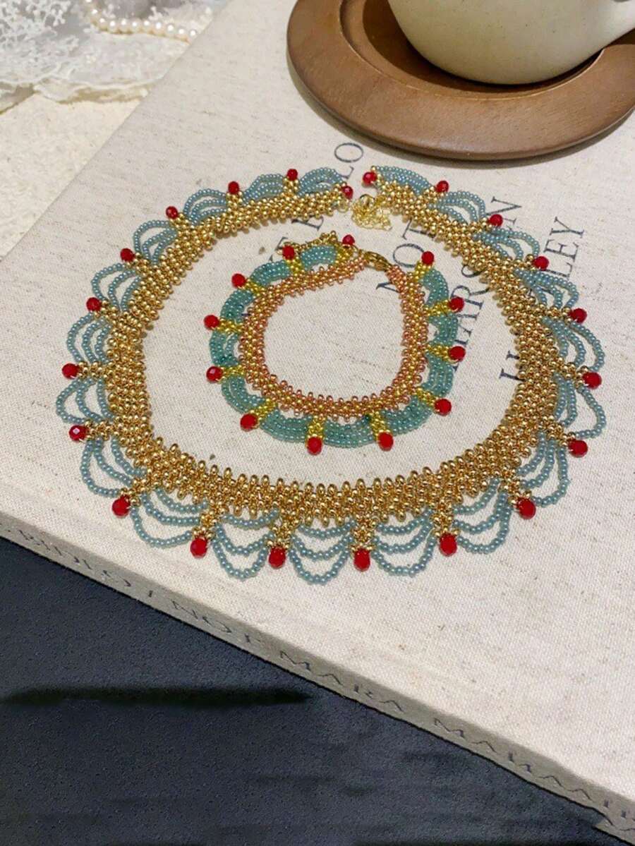 Handmade Multi-Layer Beaded Br - огляд і ціна Layered Necklace Set