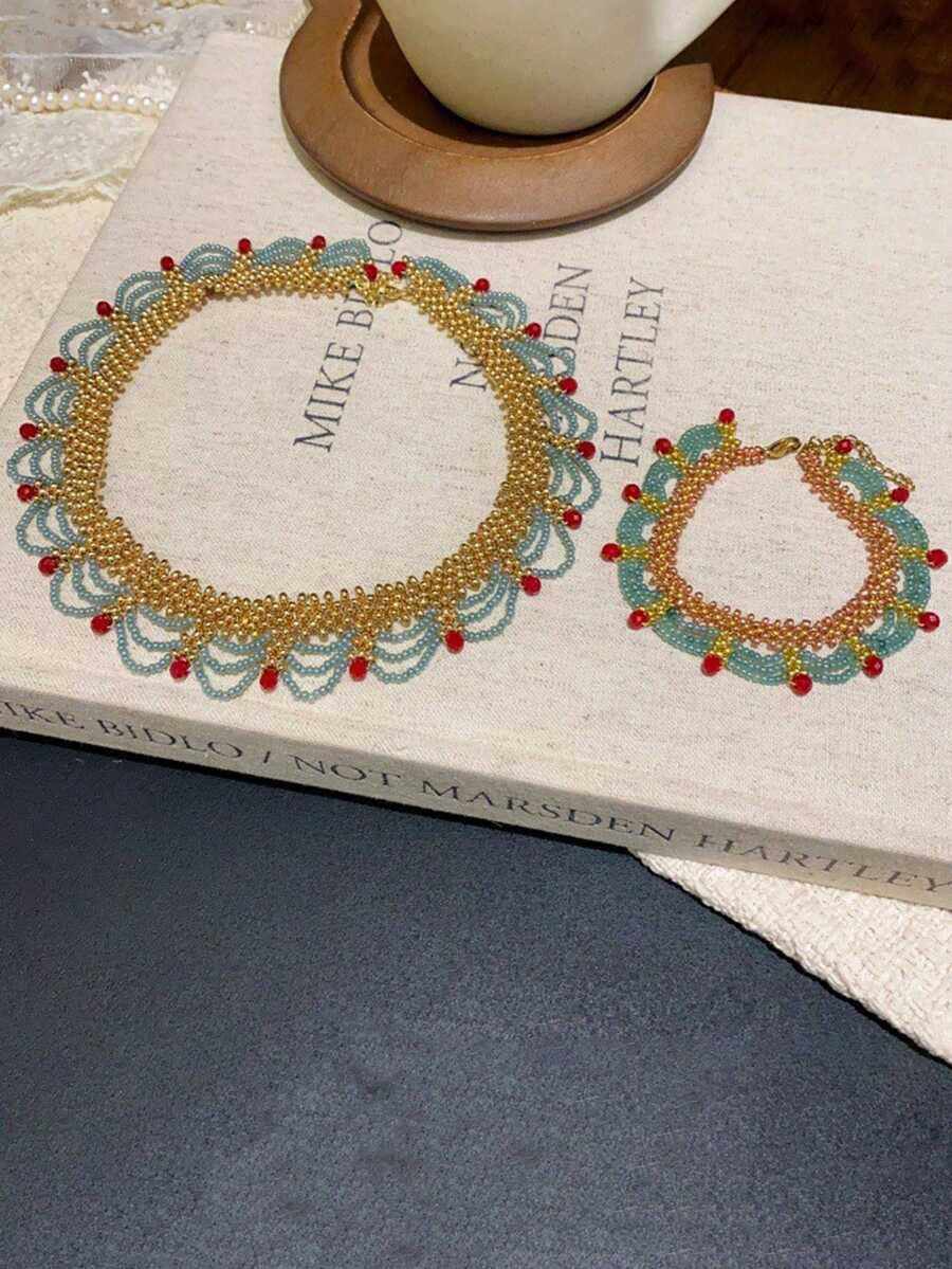 Handmade Multi-Layer Beaded Br - огляд і ціна Layered Necklace Set